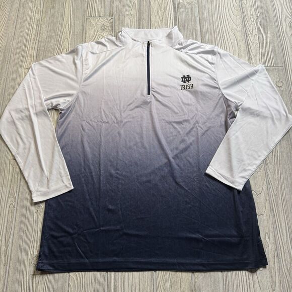 Notre Dame Irish 1/4 Zip Pullover Men’s XL White Blue Hombre Colosseum NWT - Picture 2 of 11